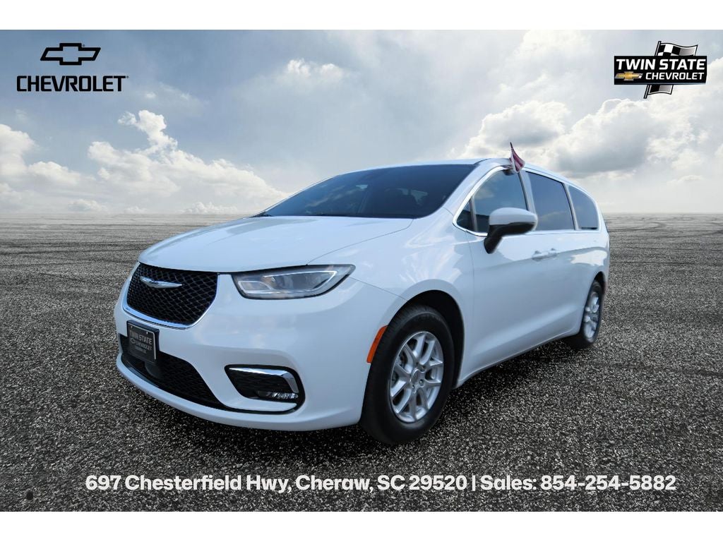 2023 Chrysler Pacifica Touring L in White — front three-quarter view