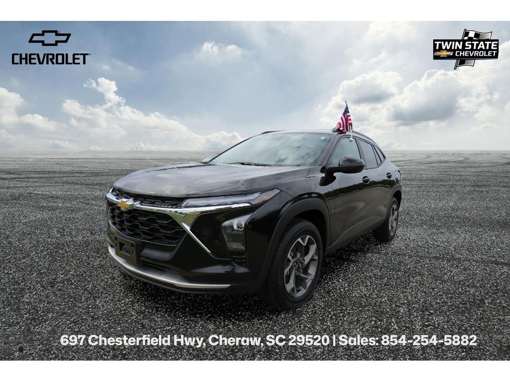 2025 Chevrolet Trax LT in Mosaic Black Metallic — front three-quarter view
