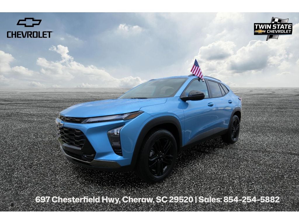 2026 Chevrolet Trax ACTIV in Marina Blue Metallic — front three-quarter view